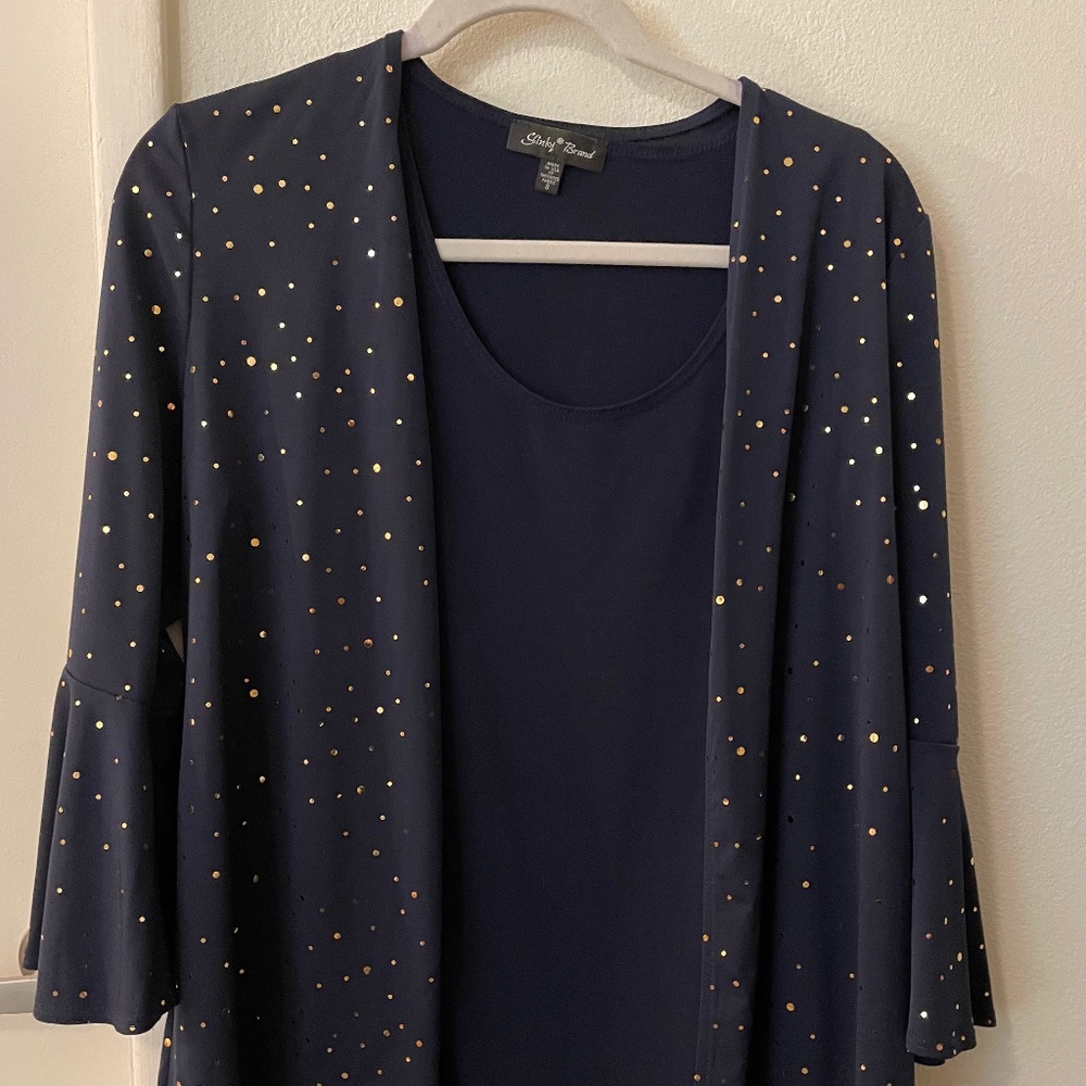 NWOT Never Worn SLINKY Two Piece tank & sequined topper SZ SM